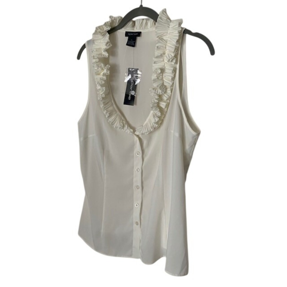 Spense NWT XL White Tank Blouse Modern Minimalist Coastal Career Professional